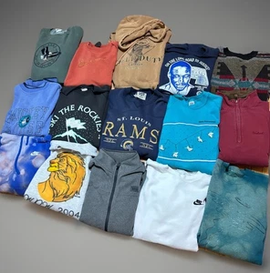 VTG 90s Crewneck LOT 15 Sweatshirt Hoodie Long Sleeve Shirts Bundle S-XL Multi - Picture 1 of 18