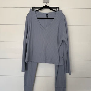 Gap Women’s XL Light Blue Waffle Pajama Set Lounge Set Comfy - Picture 1 of 10