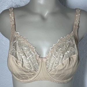 Prima Donna Deauville Full Cup Bra 32E Underwire Floral Lace Beige Unpadded - Picture 1 of 15
