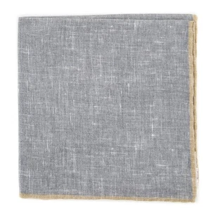 Fiori Di Lusso Gray Solid Linen Pocket Square - 12 3/8" x 12 3/8" (804) - Picture 1 of 4