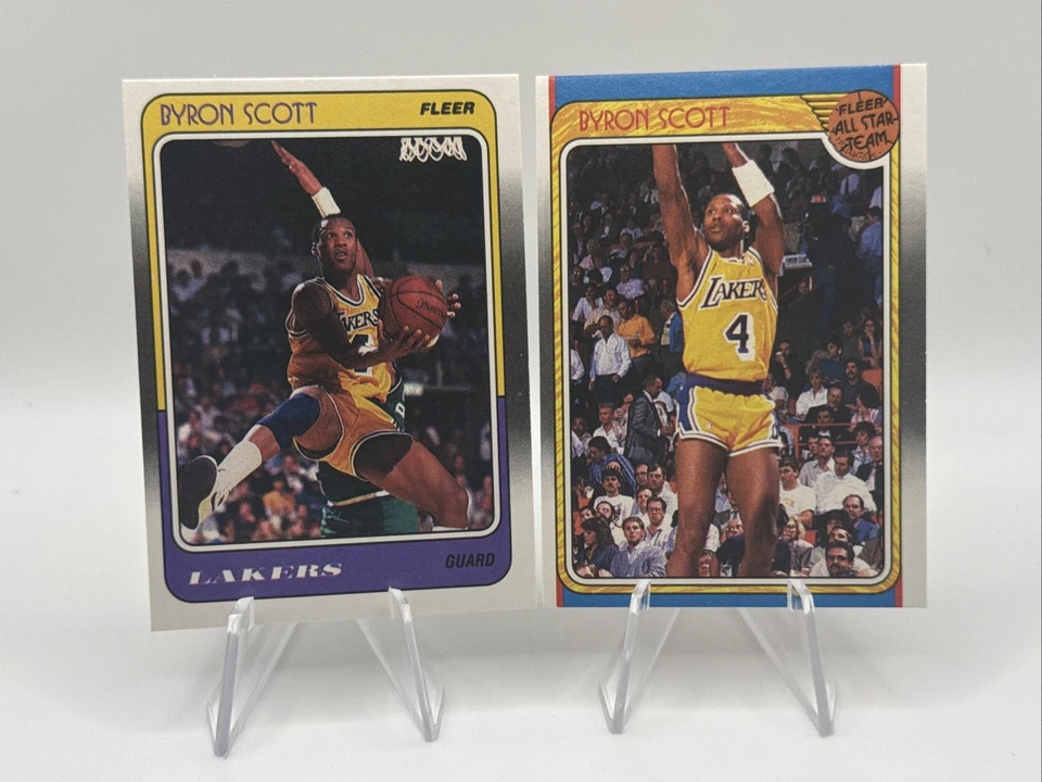 Lote de 2 tarjetas Fleer Basketball Byron Scott 1988-89 casi nuevo-como nuevo Foto 1 de 1