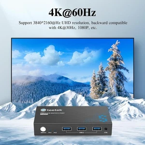 Steetek Switch KVM USB 3.0 2 porte 4K@60Hz 2 in 1 uscita nuovo - Foto 1 di 7