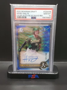 2022 Bowman Draft Henry Bolte 1st Blue Wave Refractor Auto /150 PSA 10 - Picture 1 of 2