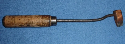 Ancien Fer à Souder Manuel en Cuivre, Manche en Bois, Art Populaire, Outil - Photo 1/2