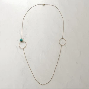 Delicate Gold Toned Necklace with Hoops & Dangling Flower Charm - Picture 1 of 4