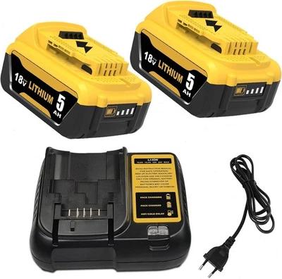2X Für DeWalt Akku 18V 5Ah XR Li-ion DCB184 DCB182 DCB200-2 und Ladegerä DE
