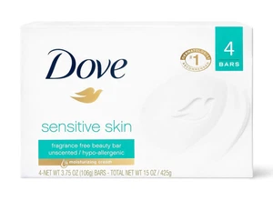 Dove Sensitive Skin Beauty 4 Stück Seife 3,75oz feuchtigkeitsspendend sanft ohne Duft - Bild 1 von 7