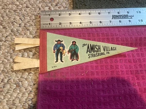 Vintage The Amish Village Strasburg PA Pennsylvania SOUVENIR Pennant - SHIP FAST - Picture 1 of 4