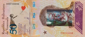 BANKSY * 50 bolívares * Billete real * Dismaland 2015 * Certificado * Sello - Imagen 1 de 10