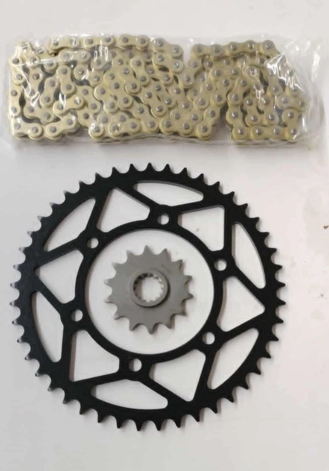 Novo conjunto de rodas dentadas de aço Kawasaki EX250R Ninja 250 R 2008 a 2012 e corrente HD dourada - Imagem 1 de 1