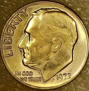 🔥 EXTREMADAMENTE RARO... BU 1972 ROOSEVELT DIME DDO DDR CON BANDAS DE ANTORCHA COMPLETAS VARIEDAD - Imagen 1 de 10