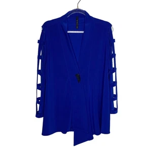 IC by Connie K Damen-Blazer Jacke Größe Small blau Einknopf offene Ärmel - Bild 1 von 8