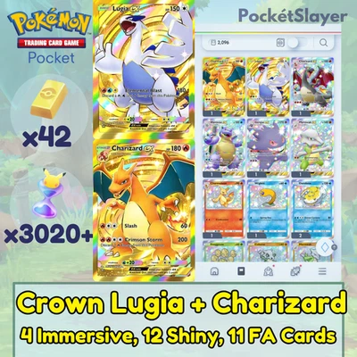 Pokemon TCG (Trading Card Game) Pocket 2 Crown Lugia + Charizard | 3020+ Pack HG - Image 1 of 4
