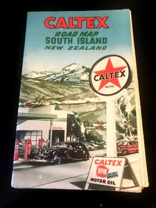 VINTAGE CALTEX ROAD MAP SOUTH ISLAND NEW ZEALAND 1954 - Bild 1 von 5