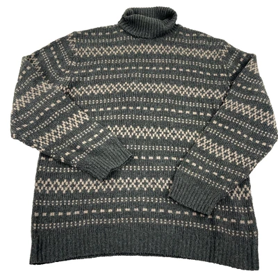 Suéter Banana Republic Hombres XL Verde Lana Tejido Isla Justa Nórdica Cuello Tortuga Foto 1 de 4