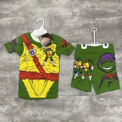 Conjunto de shorts camisa vintage 1997 TMNT THE NEXT MUTATION DONATELLO TARTARUGAS NINJA ANOS 90 - Imagem 1 de 4