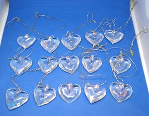 Kleine Glas Herzen Ornamente 1-1/4" mit goldfarbener Schnur 15er Set - Bild 1 von 7