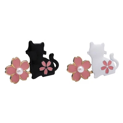 2 Pairs Pants Waist Tightener Jean Waist Buckles Flower Cats Jean Buttons Pins - Image 1 of 4