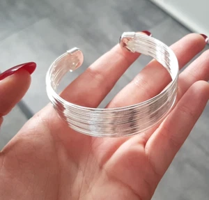 EDLES Armband 925 SILBER massiv Armkette Ring breiter ARMREIF Armzange Zirkonia - Bild 1 von 7