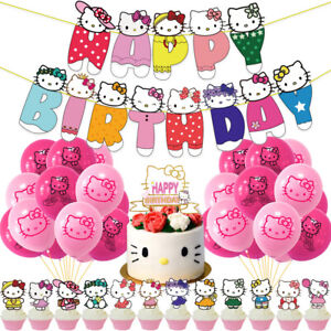 Hello Kitty Cat Birthday Party Supplies Banner Balloons Cake Toppers Kits Decors