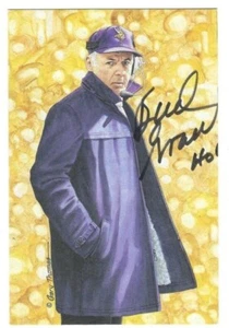 Tarjeta de arte autografiada BUD GRANT Minnesota Vikings Goal Line con certificado de autenticidad - Imagen 1 de 1