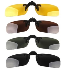 Unisex Sunglasses Clip On Flip Up Driving Glasses Sun Holiday Mens Womens Yellow - Picture 1 of 4