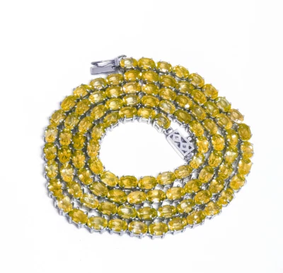 Collana Tennis In Citrino Naturale Con Catena Ovale In Citrino - Immagine 1 di 4