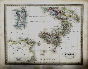 1849 MEYER'S ZEITUNGS-ATLAS=GEOGR. MAP OF ITALIA INFERIOR CON SICILIA E SARDEGNA - Imagen 1 de 3