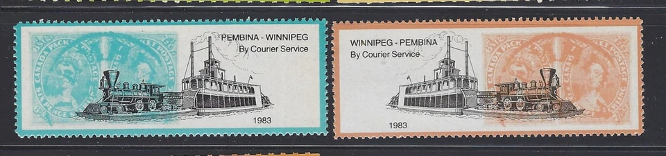 Canada 1983 Courier Service Winnipeg to Pembina pair , MNH - Image 1 of 1