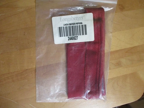 Longaberger CRACKER Basket Liner - PAPRIKA Red Cover