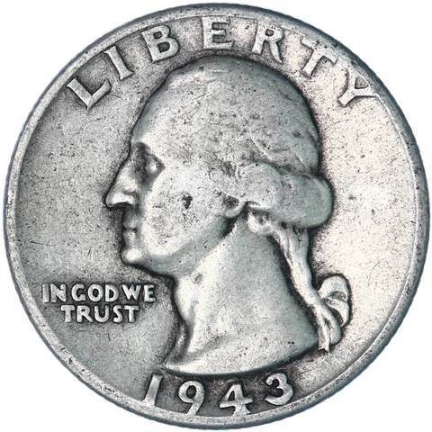 1943 (P) Washington Quarter 90% Silver Very Good VG Cover