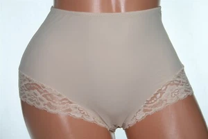 Calzoncillo clásico nude/beige con bandas de encaje floral brillante talla 10 - Imagen 1 de 2