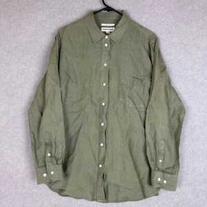 Country Road Shirt Womens 12 Olive Green Pure French Linen Button Up Relaxed Fit - Picture 1 of 7
