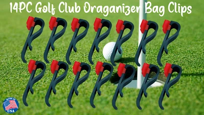 14 PC Golf Club Clip Organizer Putter Bag Holder 3D Printed Made in the USA