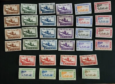 French Colonies 1942 Air Post Stamps issued at Different Colonies -Full Set- M.H - Image 1 of 4