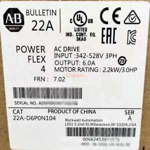 Trasmissione AC Allen-Bradley 22A-D6P0N104 PowerFlex 4 2,2 kW 3 Hp sigillata - Foto 1 di 1