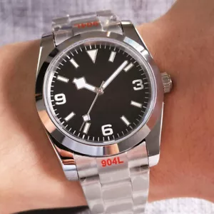 Reloj automático para hombre 39 mm NH35A cristal de zafiro esfera negra luminosa correa 316L - Imagen 1 de 6
