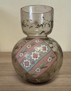 Vintage “Rare”Cranberry Glass Enamel/gold Hand Painted “Look Pictures “ 7.48 Oz - Picture 1 of 13