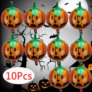 10PCS Happy Halloween Foil Balloons Large Helium Pumpkin Halloween Party Decor - Picture 1 of 8