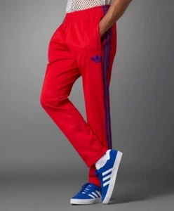 adidas Originals Beckenbauer Heritage Striped Track Pants IB3428 Red/Blue Mens M - Picture 1 of 9