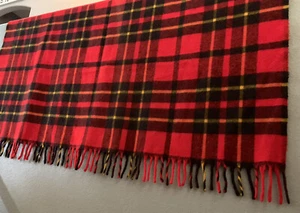 Manta Faribo Faribault Woolen Mill Co. roja a cuadros con flecos - Imagen 1 de 9