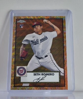 2021 Chrome Platinum Anniversary Gold Wave /50 Seth Romero RC Nationals - Image 1 of 2