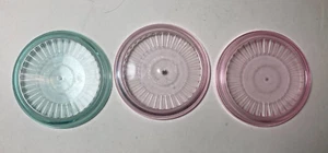 Vintage gebrauchte 3 Tupperware Deckel/Untersetzer 1671 türkis, rosa - sauber - Bild 1 von 2