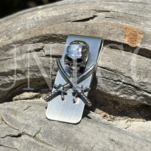 Custom Made Steel Evil Ghost Skull Steel Money Clip Wallet Credit Card Silver - Picture 1 of 11