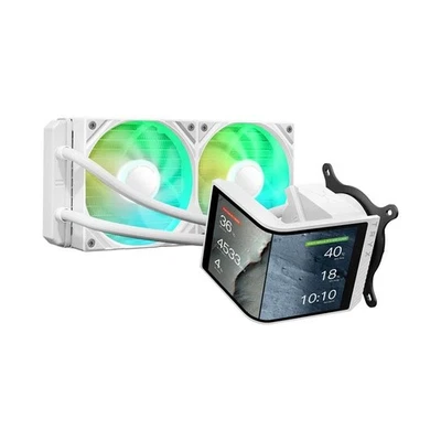 TRYX PANORAMA SE 240 ARGB AIO 240mm Rotatable MOLED Curved Screen Cooler (White) - Image 1 of 4