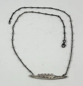 Rowing Sterling Silver Necklace Four Plus 4+ Sweep with Coxswain - Picture 1 of 2