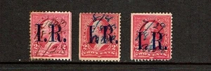 1898- U.S.THIRD Issue 2c Washington OVERPRINT "I.R." Lot of 3 Sc#R155 Used ^ - Picture 1 of 1