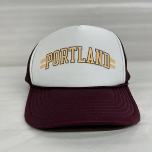 Portland Retro Lettered Hat Burgundy Res Adult Mesh SnapBack - Picture 1 of 9