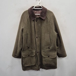Barbour Vintage Derby Check Tweed Wool Country Green Jacket Coat Size C 40 - Picture 1 of 11