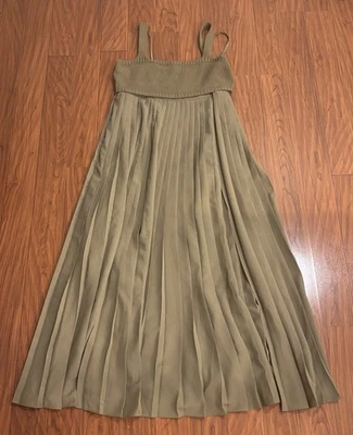 MareMare x Anthropologie Pleated Green Maxi Dress Womens Medium - Image 1 of 4